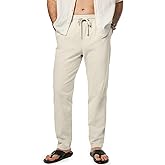 Dokotoo Men Mens Cotton Lightweight Drawstring Pants Casual Beach Pants for Vacation Daily