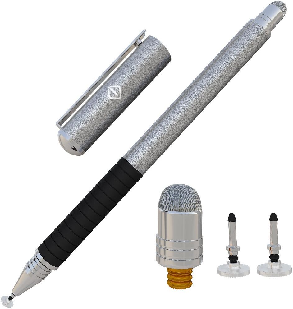 iCrews 2 in 1 Disc Precision Series Stylus/Styli Replaceable Disc & Fiber Tips Stylus for iPad Pro/Air,Samsumg Glaxy,Tablets, Touch Screen Devices(Silver)