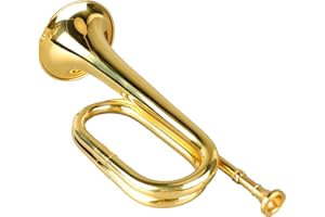 Cavalry Bugle Brass Trumpet Instrument with Mouthpiece for Military Orchestra Emergency Signaling Outdoor Scouting Activities