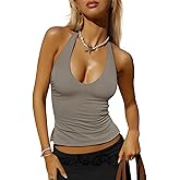 COCCKO Halter Tops for Women Going Out Backless Lining 2026 Summer Fashion Sleeveless Tie Back Y2k Teen Girls Tank Top