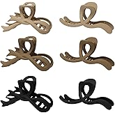 COLLIBEL 5.2 Inch Extra Large Claw Clips - 6 Pcs for Thick Hair, Women's Matte Bow Ribbon Style Hair Claws