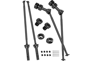 RCHuiWow RC Driveshafts Axle CVD Upgrades Part for 1/8 Arrma Kraton 6S BLX,Outcast 6S BLX,Harden Steel #45 Widen Front Rear Drive Shafts,4PCS,w/Wheel Hex Hub,Black