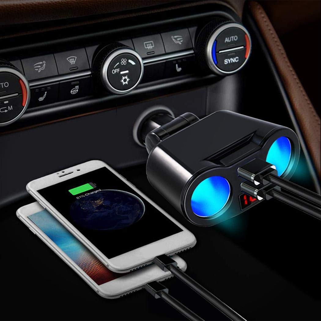 UpBeauty Car Charger Lighter Digital Display Fast Charge Dual USB Car Chargers