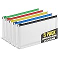 1InTheOffice Plastic Filing Envelopes with Zipper Closure, Moisture Resistant Envelope, Letter Size, Assorted Colors, Check Size (5 Pack)