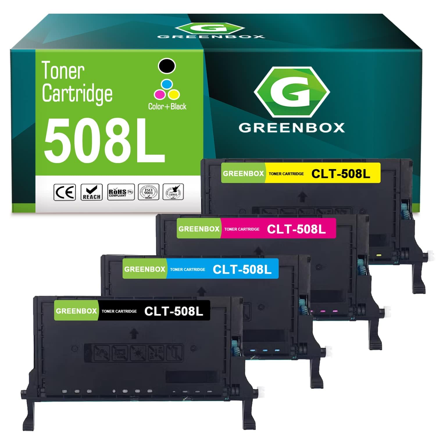 Photo 1 of GREENBOX Compatible CLT-508L CLP-620ND CLP-670N Toner Cartridge Replacement for Samsung CLP 670 CLT-K508L CLT-C508L CLT-M508L CLT-Y508L CLP-620 CLP-620ND CLP-670 CLP-670N CLP-670ND Printers