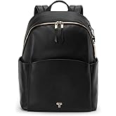 TUMI - Voyageur Raina Backpack - Women's Premium Leather Backpack - Everyday Bag with Phone Pocket & Laptop Compartment - Black, Light Gold Hardware