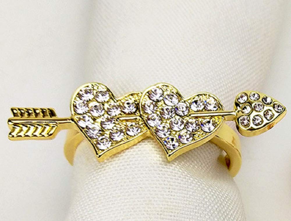 JulyLab Wedding Napkin Rings Set of 8 Party Celebration, Love Gold