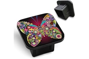 Tnomchey Purple Butterfly Trailer Hitch Receiver Cover Cap Flower Collage Insect Floral Beautiful Colorful Car 2" Trailer Cover Tow Hitch Covers Tube Plug Square Mouth Protection Cover 2 Inch