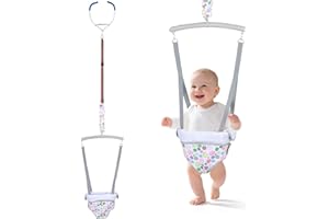 Slevoo Baby Jumper, Baby Doorway Jumper with Door Clamp Adjustable Strap, Fun Activity for 6-12 Months, Joyful Bubbles