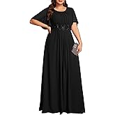 Ever-Pretty Plus Chiffon Formal Evening Dresses for Curvy Women Floor Length Plus Size Bridesmaid Mother of The Bride Dress