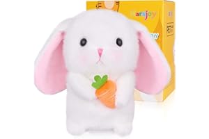 Marsjoy Easter Bunny Talking Robot - 6.3" Interactive Plush Toy, Repeats Your Words, Dances, and Shakes for Kids, Boys, Girls, and Babies