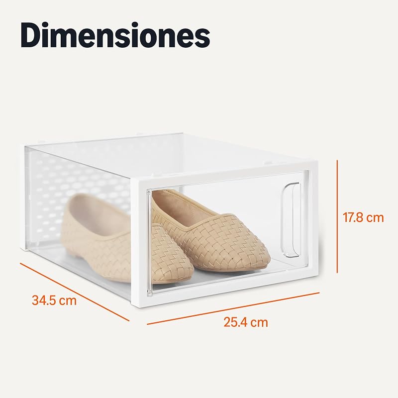 - Caja organizadora de zapatos apilable y plegable, grande, paquete de 12, Transparente — foto 5 de 5