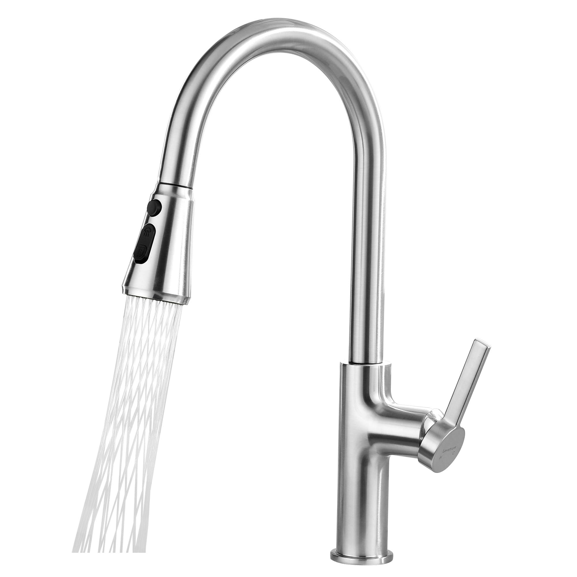 Photo 1 of Lavatrum Kitchen Faucet with Pull Down Sprayer Tall Single Handle High Arc Kitchen Sink Faucet Faucet for Kitchen Sink 3-Function Sprayer 17 Inch,Brush Nickel