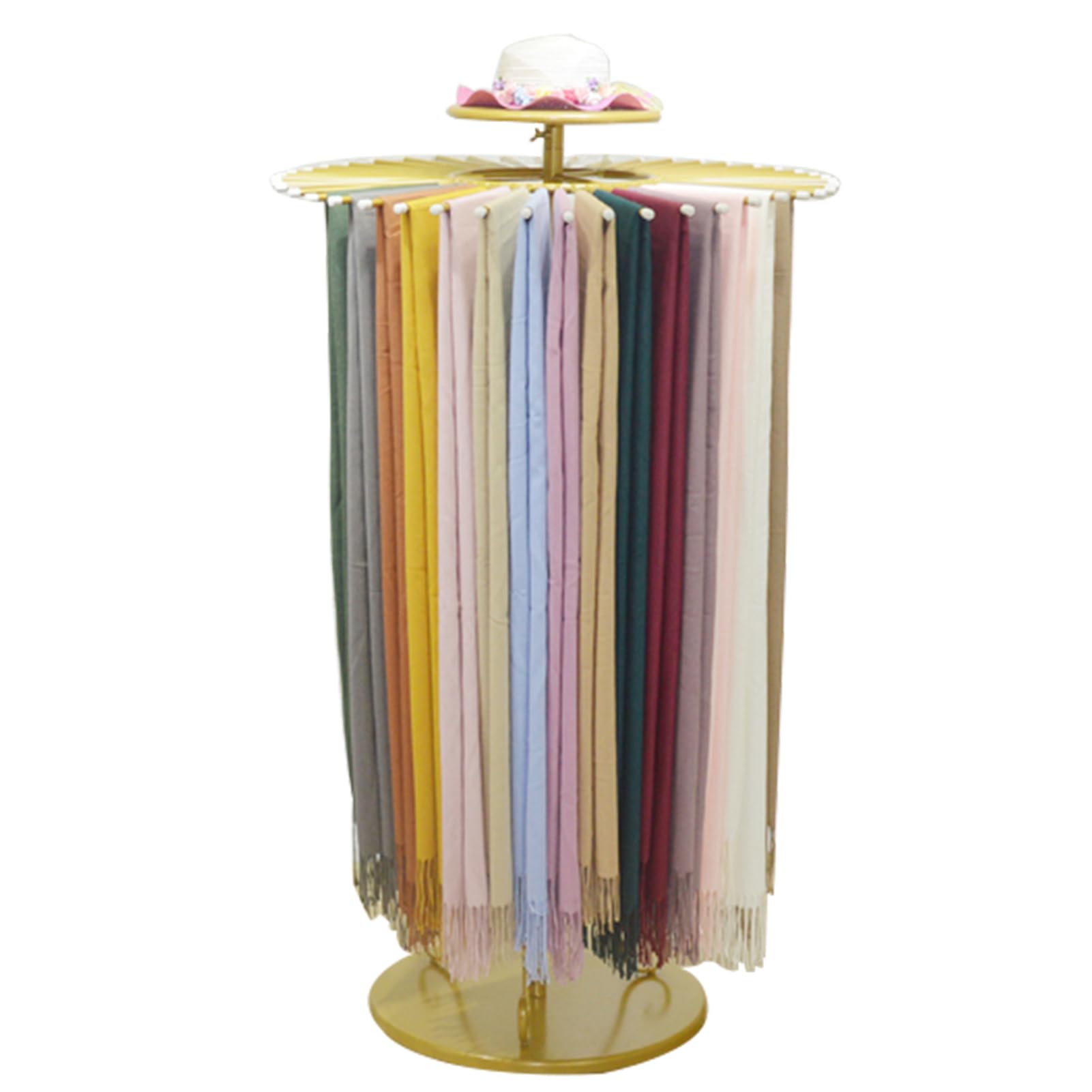 Photo 1 of BIFCIOFH Freestanding Scarf Display Stand with 30 Rods, Pivoting Round Rack, Height Adjustable Scarf Holder Organizer for Boutique & Home