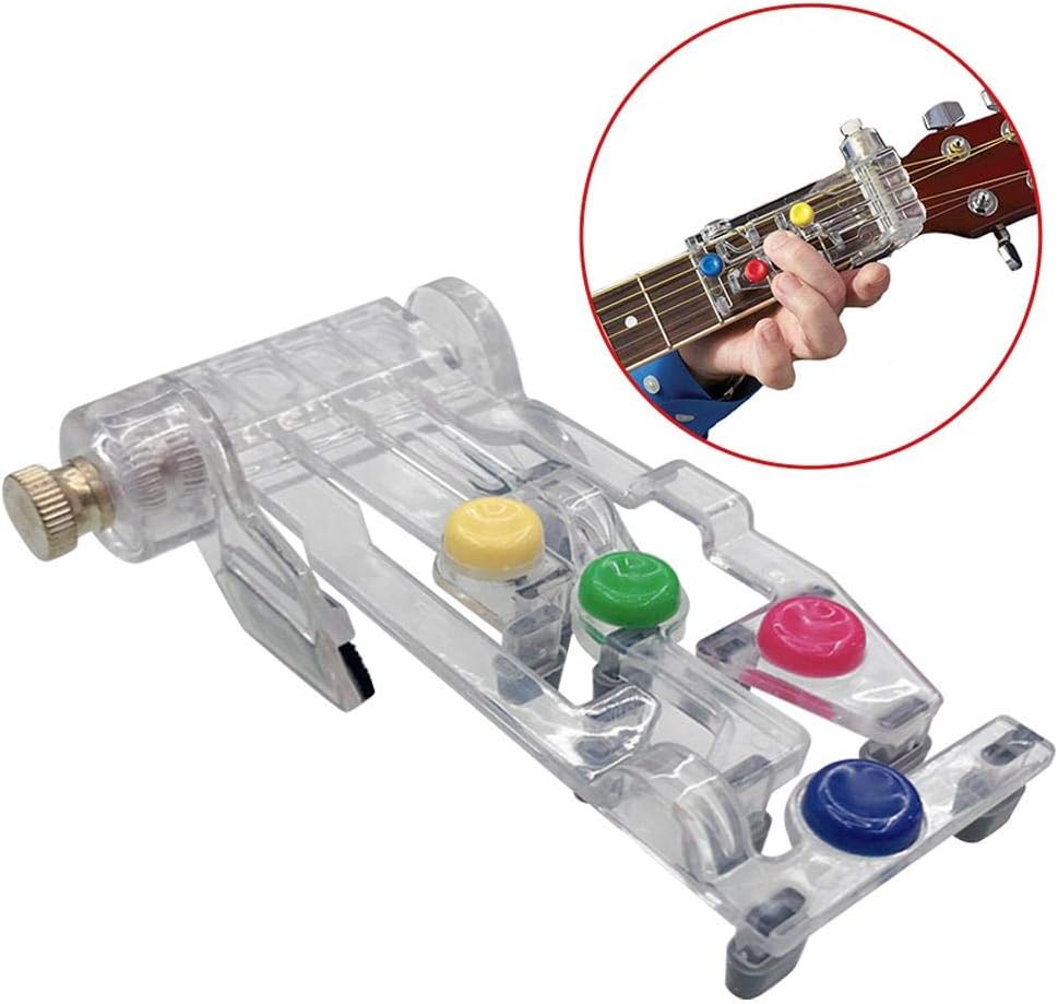 Classical Chordbuddy Guitar Learning System Teaching Aid Practice Tool Clip-on Chromatic Tuner Just Press Buttons and Play Guitar Attachment Fits Acoustic and Electric Guitars
