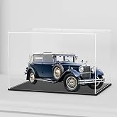SVENJBB Acrylic Display Case, 13x6.7x6.3 Inch Cube, Clear Acrylic Boxes with Matte Black Base for 1:18 Scale Diecast Model Car