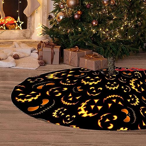Halloween Tree Skirt 36Inch Pumpkin Smile Face Halloween Christmas - Main Image