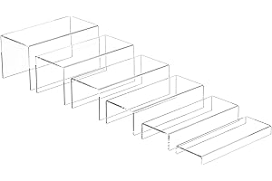 Sezanrpt Rectangular Acrylic Display Risers 6pcs, Clear Display Storage Stands, Acrylic Display for Funko Pop Figure, Dessert