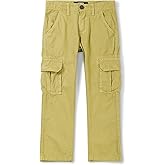 Mesinsefra Boys Cargo Pants,Boy Cotton Casual Hiking Slacks Pants Kids Combat Trousers 1 Khaki 160CM-9-10 Years