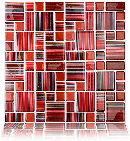 Fertel 10.5"x10" Peel and Stick Wall Tile, Pink Marble , Pack of 10