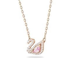 Swarovski Swan Pendant Necklace, Rose Gold Tone