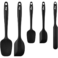 HOTEC Food Grade Silicone Rubber Spatula Set for Kitchen Baking, Cooking, and Mixing High Heat Resistant Non Stick Dishwasher