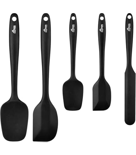 NoChoX 4-Piece Silicone Spatula Set - Heat Resistant Kitchen Utensils Black