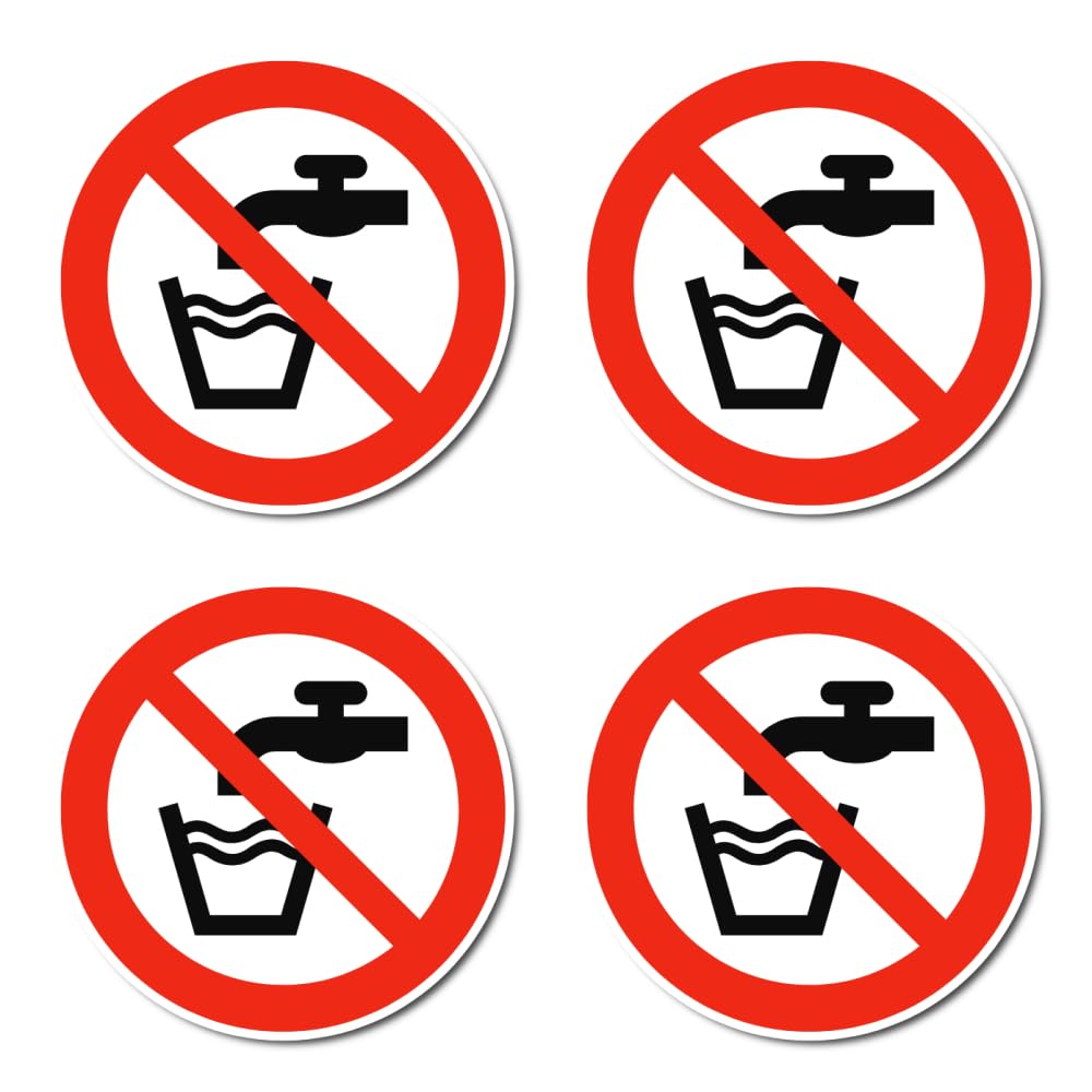 Kein Drinkwasser: P005 - DIN EN ISO 7010 / ASR A1.3 - Sticker: Diameter 7.5 cm, Pack of 4