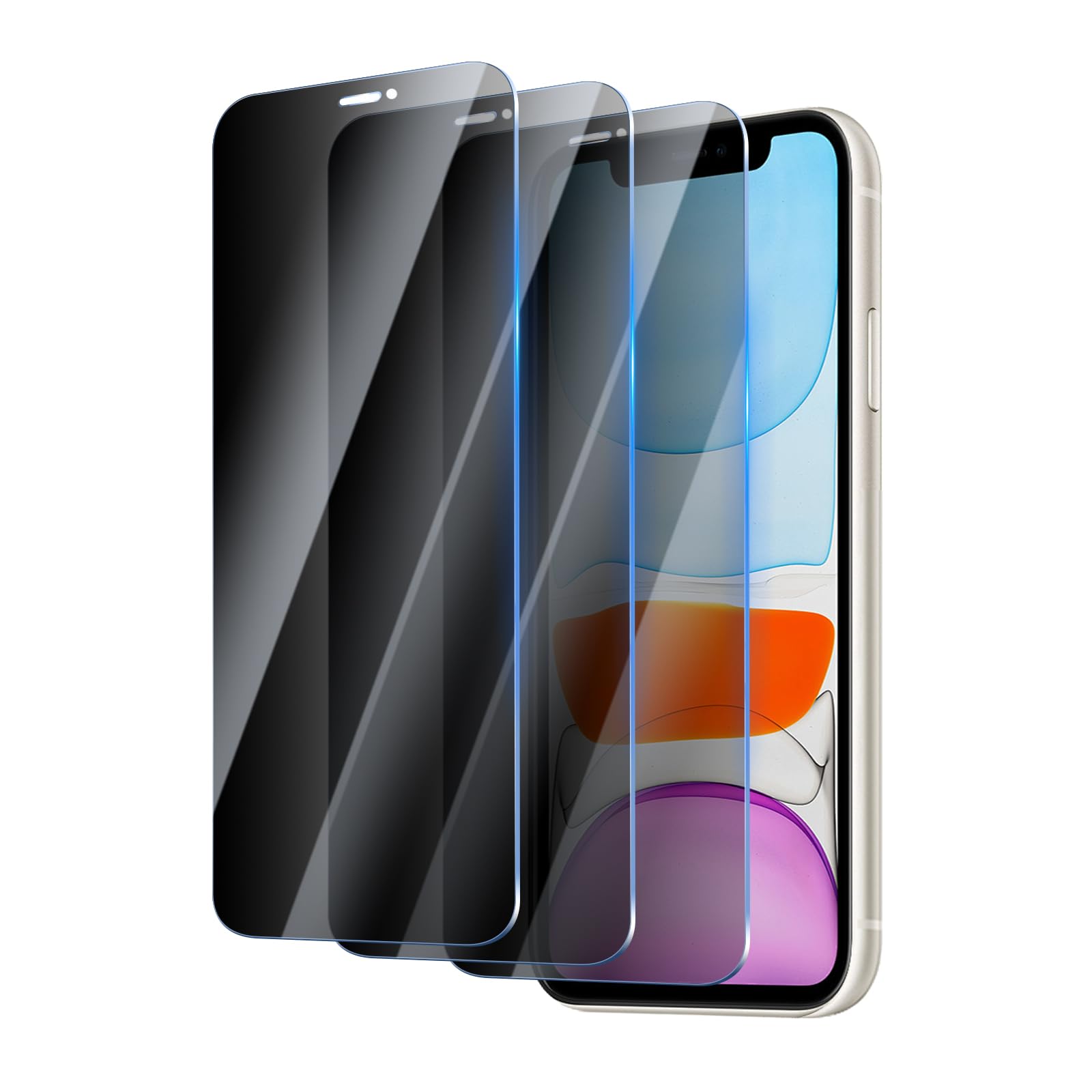 YUXINDZ 3 Pack Privacy Screen Protector for iPhone 11 / iPhone XR, Anti-Spy Tempered Glass Film Anti-Scratch, 9H Hardness — image 1