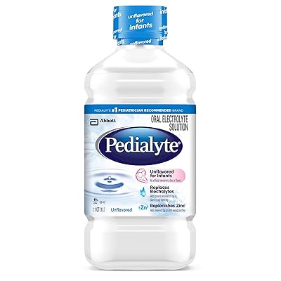 Pedialyte-22482 GoodSense-elektrolyyttiliuos, lasten suun kautta otettava elektrolyytti t&auml;ydent&auml;&auml; nopeasti ripulin ja oksentelun aikana kadonneita nesteit&auml;, sinkki&auml; ja elektrolyyttej&auml;, 1 Liter, maustamaton - valkoinen