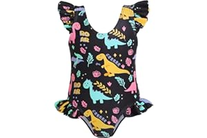 YOUNGER TREE Toddler Baby Girls Swimsuit Infant One Piece Bathing Suits Cute Dinosaur Beach Wear Sunsuit Ruffle Swimwear