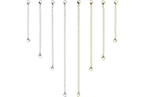 D-buy 16 Pcs Necklace Extender Gold and Silver Plated Bracelet Extender Extender Chain Set 4 Different Length: 6 inch 4 inch 3 inch 2 inch (8 Silver, 8 Gold)
