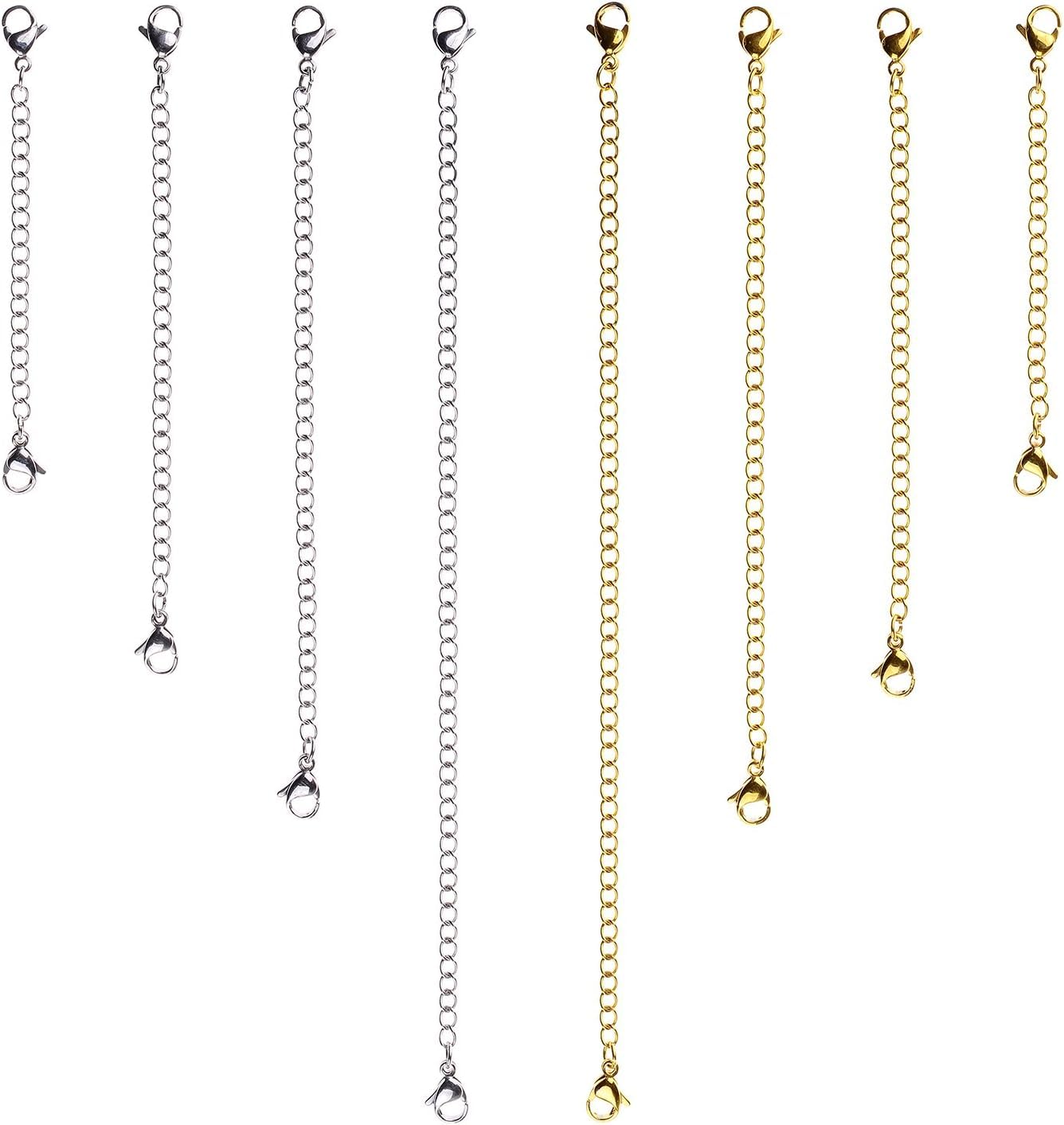 Photo 1 of D-buy 16 Pcs Necklace Extender Gold and Silver Plated Bracelet Extender Extender Chain Set 4 Different Length: 6 inch 4 inch 3 inch 2 inch (8 Silver, 8 Gold)