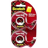 Scotch Super-Hold Tape, 2 Rolls, 3/4 x 600 Inches, Dispensered | Transparent Finish, 50% More Adhesive, Trusted Favorite, 198