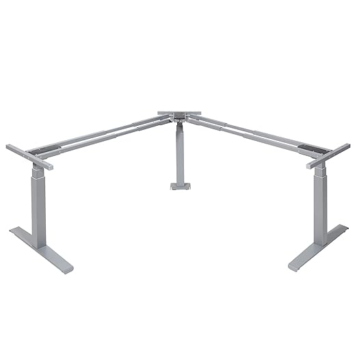 boho möbelwerkstatt Basic Line 90 elektrisch stufenlos höhenverstellbarer Winkelschreibtisch in Silber mit Gratis Memorysteue