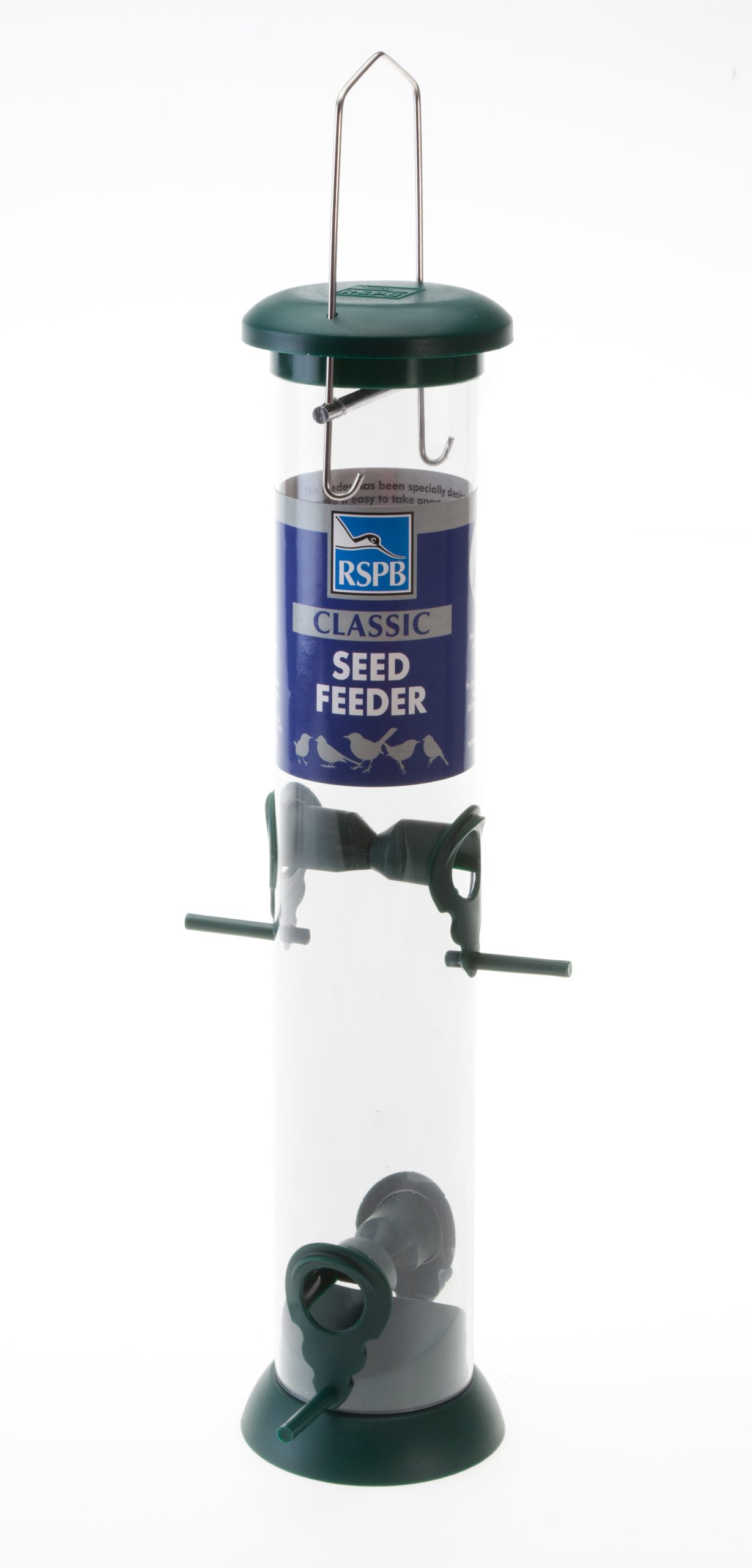 RSPB 68482597 Hanging Classic Seed Feeder for Mix Seed Blends,Nyjer Seed, Sunflower, Supporting the Charity, Easy Clean for Garden & Outdoor use,15 inch,Multicolor,Medium