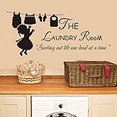 Laundry Room Sign Decals Peel and Stick Wall Lettering Vinyl Art Stickers for Decor