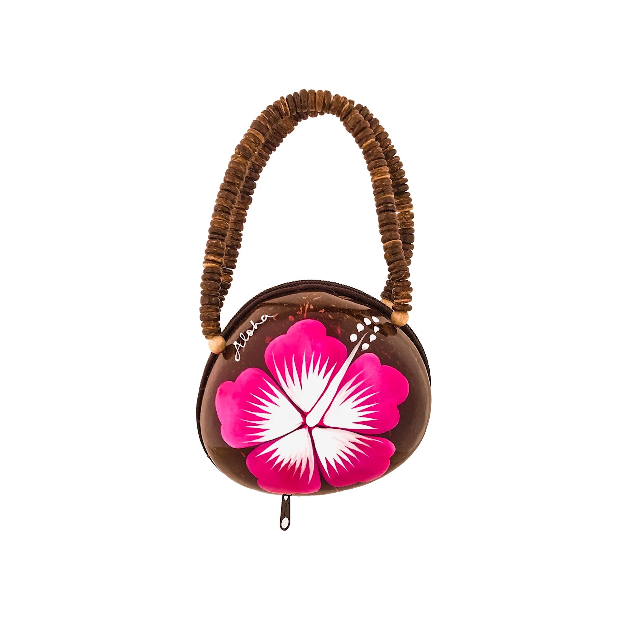 Photo 1 of Real Coconut Shell Handbag or Coin Purse with Painted Flower