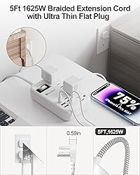 6 USB(2 USB C) Surge Protector Power Strip- 5Ft