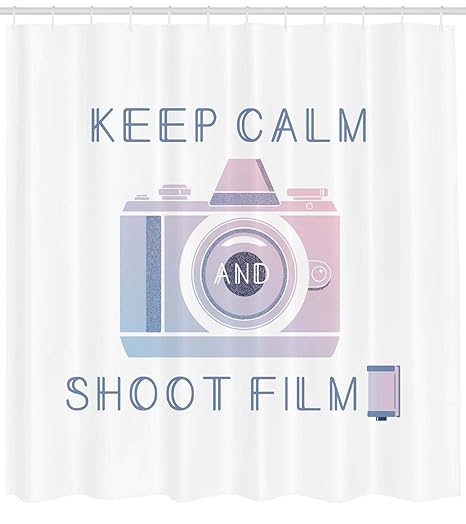Keep Calm Shower Curtain Shoot Film Text With Artistic Camera In