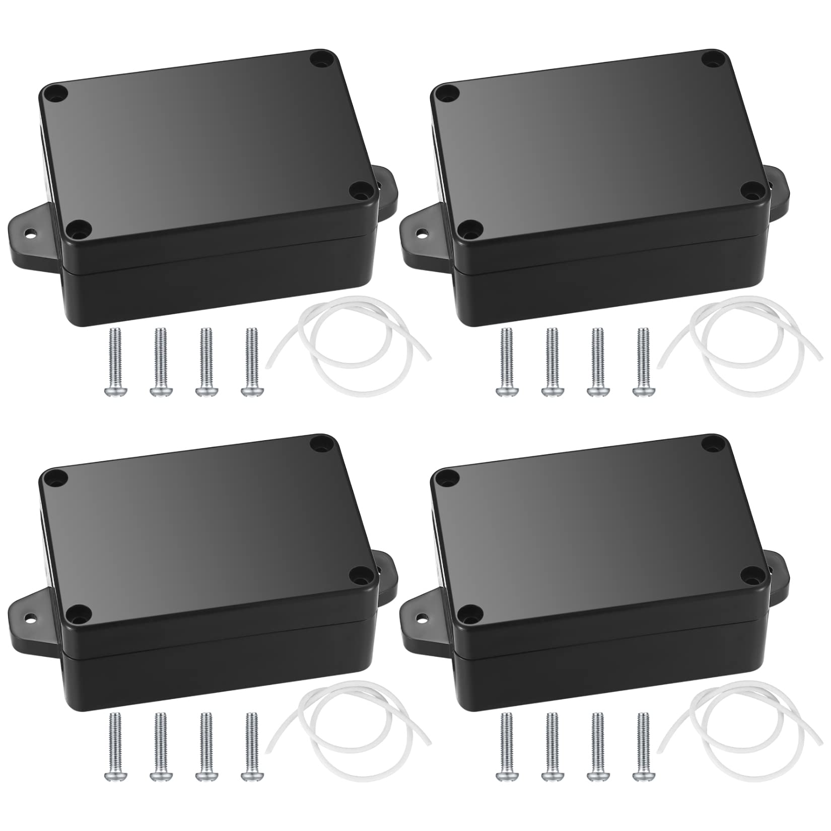 4 Pcs Junction Boxes IP65 Waterproof, ABS Plastic Project Boxes, Junction Electronics Electrical Project Boxes Enclosure Cases with Fixed Ear, for Electronics Instrument, Black/84x59x35 mm
