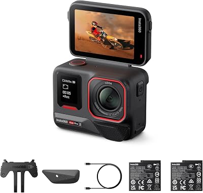 Ace Pro 2 - Bateria Dupla Padrão - Câmara de Ação Impermeável 8K Co-desenhada com Leica, Sensor de 1/1,3 polegadas, Chip Duplo AI, Pouca Luz, Áudio Superior, Ecrã Rebatível e
