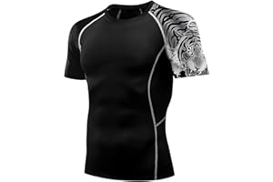 EULCICI Men's Rash Guard Shirts Sun Protection UPF 50+ Short Sleeve BJJ Jiu Jitsu Workout Swim Compression Shirt