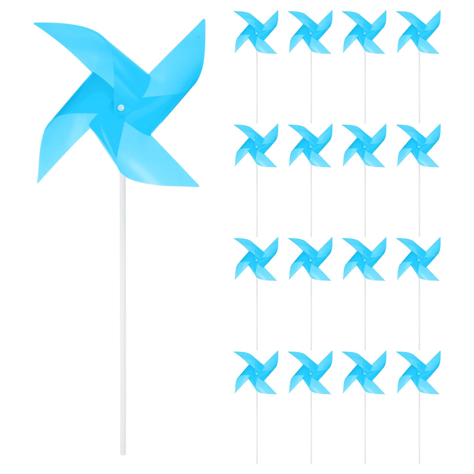sourcing map 25pcs Windmills for the Yard Garden 15" x 7.5" 4 Leaves Pinwheels Wind Mills Spinners Windproof Waterproof Bird Devices with Stakes for Patio Decor, Light Blue — image 1