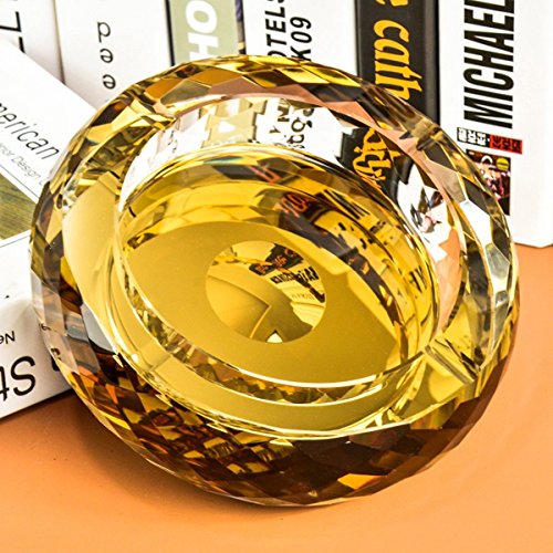 SSBY Crystal Ashtray Fashion And Creativity Personalized Gifts Tuba European Ashtray Office/Living Room/Restaurant Minimalist Crystal Glass Ashtray 20Cm Golden