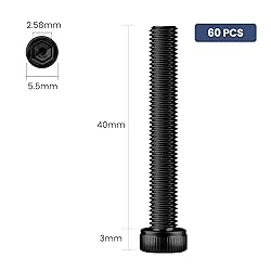 BNUOK 60pcs M3 x 40mm Hex Socket Head Cap Screws