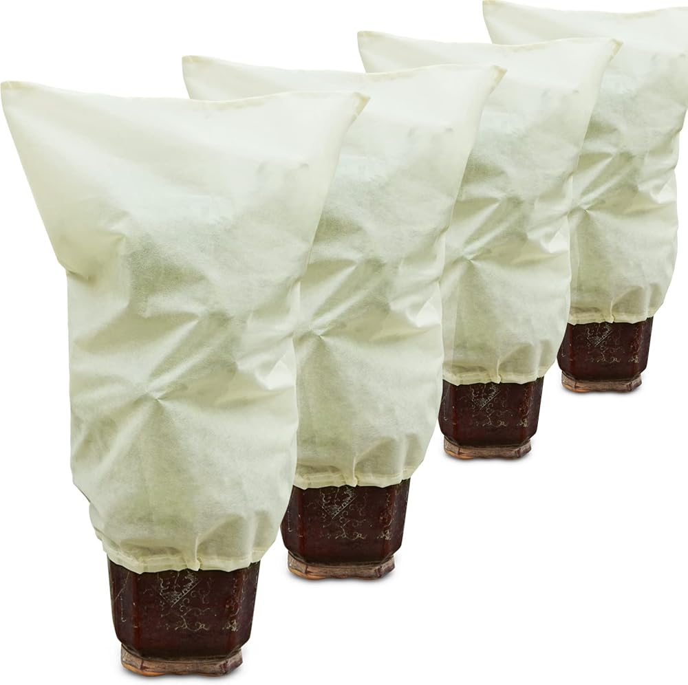 Muzhira 4pcs Plant Frost Protection Fleece Jacket 60x80cm 50g/m²