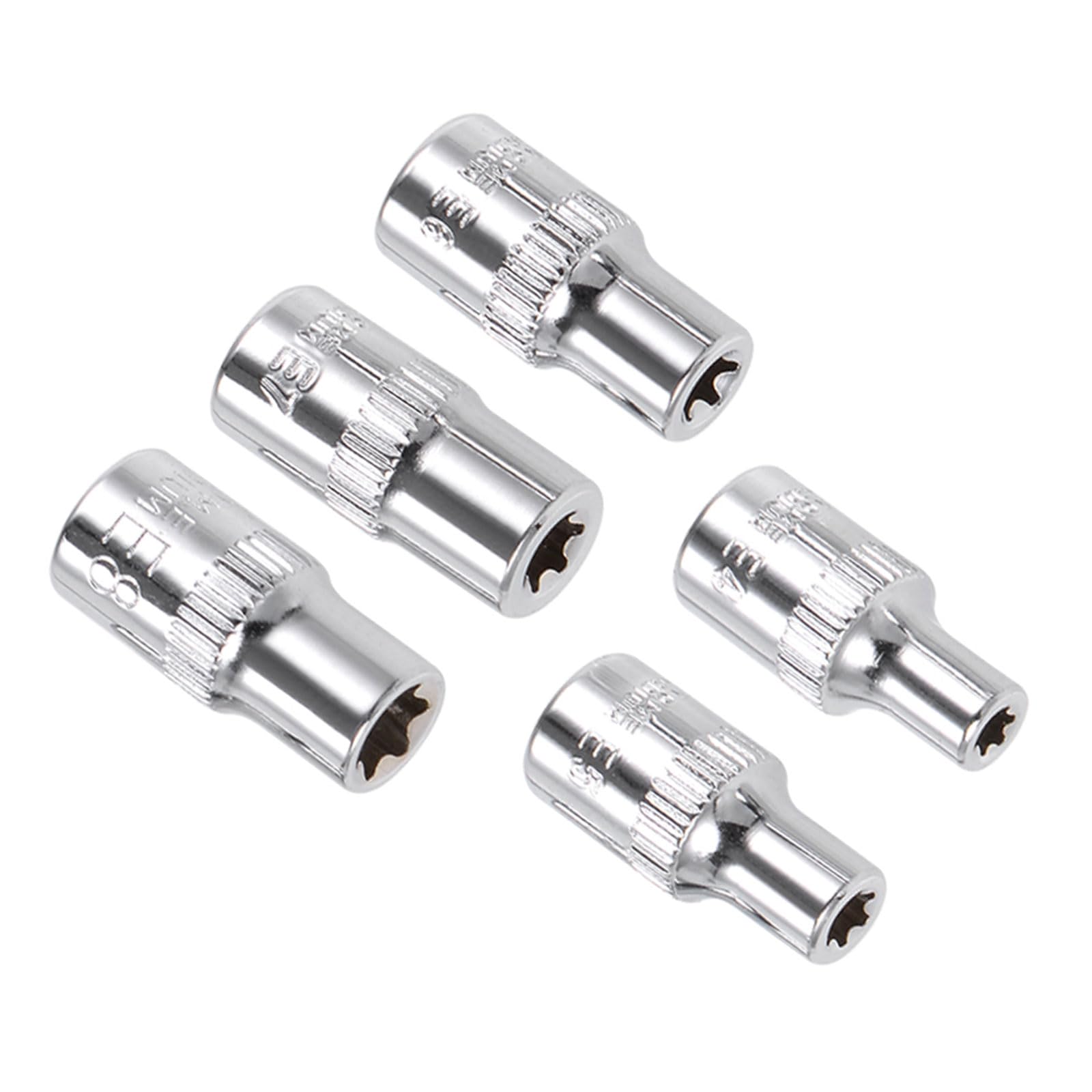 CoCud External Torx Socket Set, 1/4" Drive E4 - E8 Socket, Cr-V Steel Torque Socket - (Applications: for DIY Handcrafting), 5-Pieces