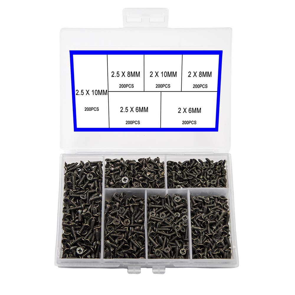 Photo 1 of newlng 1200pcs Small Screws Phillips Flat Head Cross Self Tapping Tiny Screw Cabinet Electronic Accessories Screw Multifunctional DIY Micro Woodworking Screws Set Bronze