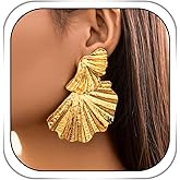 Goresory Gold Earrings Exaggerated Statement Earrings Leaf Earring Chunky Gold Earring Jewelry for Women